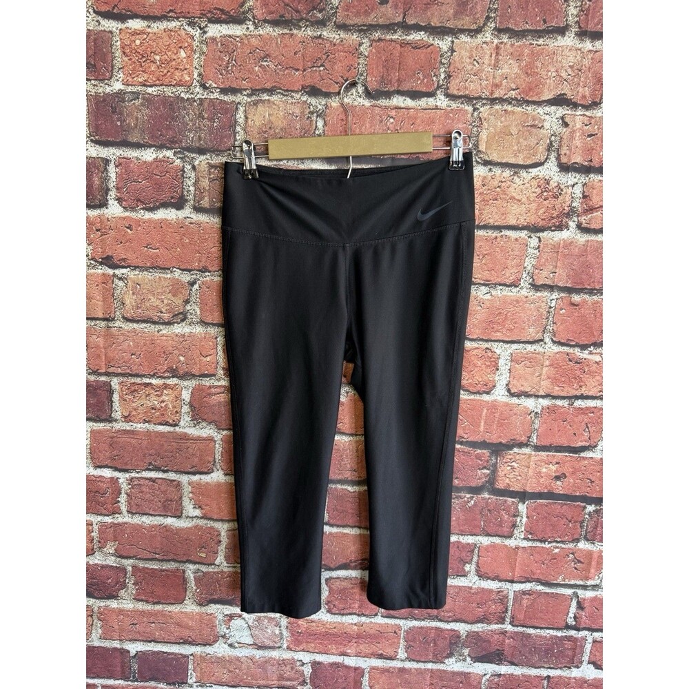 Nike Womens Black Crapri Workout Leggings Dri-Fit Pullon Athletic Size Medium